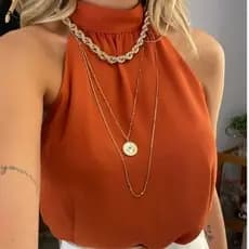 Regata de duna feminina gola alta de franzido simples pra verao