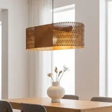 Luminária de Teto Pendente Lustre Luxo Sala Madeira MDF