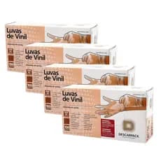 Kit  4 Luva de Vinil Descartável Sem Pó Descarpack 100 un Tamanho G