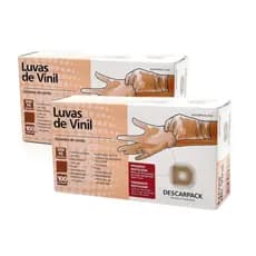 Kit 2 Caixas de Luvas de Vinil Descartável Sem Pó Descarpack 100un