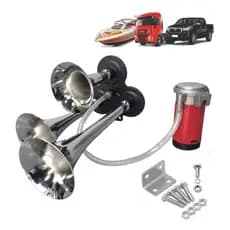 Buzina A Ar 3 Cornetas Caminhão Trem 12v Com Compressor