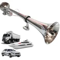 BUZINA MARÍTIMA 45CM ELETROPNEUMÁTICA UNIVERSAL CAMINHÃO CARRO 12V/24V