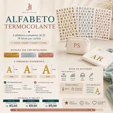 Alfabeto Monograma Termocolante dourado prata rose com 1cm para Porta Joias, bolsas, tags, malas, sintéticos, casamento