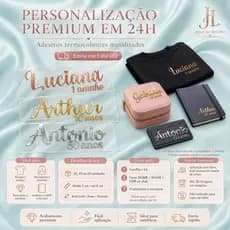 Kit Personalizado - Nome e Idade - Filme de Recorte Metalizado para Porta Jóias, Camisetas e Brinde