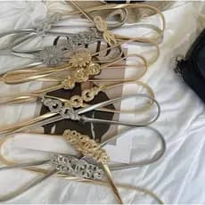 Acessórios de vestido embelezado feminino fivela elástica cinto de corrente de cintura fina