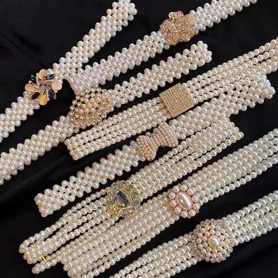 Cinto Pérola Com Elástico Brilho Brilhante Com Trançados Moda Presentes 2023