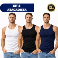 KIT 3 Regatas Caneladas Queima de Estoque Americanas Estilo Ribana 4X2 Elastano 5%