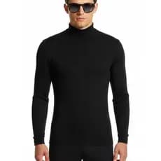 Segunda Pele Masculina Ribana Canelada Alta Compressão Manga Longa Preto Ônix Premium
