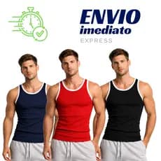Kit Regata Masculina Ribana Americana Academia Canelada 100% Algodão 1 até 3 Unidades Premium Soft