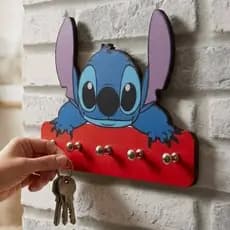 Porta Chaves Stitch Personalizado Decoração Parede em MDF 05 Ganchos G