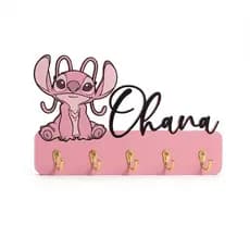 Porta Chaves em MDF Angel Stitch 6mm com 5 Ganchos de Metal para Parede