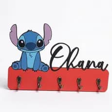 Porta Chaves Stitch Ohana Decoração 5 Gancho Organização