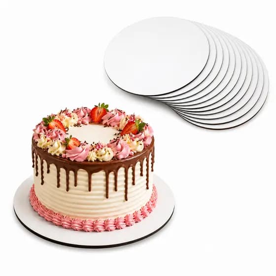 Kit 10 Cake Board MDF 3mm Branco Sem Logo Base Para Bolo Confeitaria Suporte Profissional