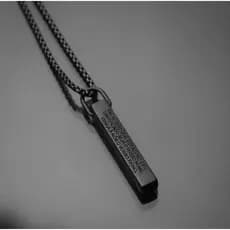 Colar Oração Pai Nosso -preto Corrente masculina Aço Inoxidável/ cordão religioso