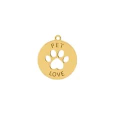 Pingente Pet Love Ouro 25mm