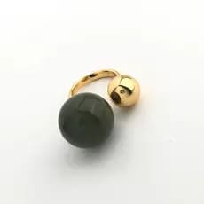 ANEL VERNIZ ITALIANO PONTEIRA VERDE COM DOURADO