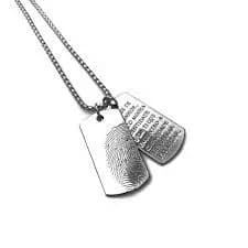 Colar Placas Black Corrente Aço Inox 316l/ Cordão prata masculino militar dogtag