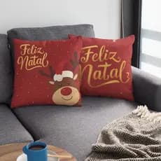 Capa Decorativa de Natal Decoração de Natal Para Sala Capa de Almofada 40x40 kit c/2