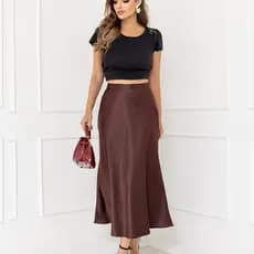 Saia feminina elegante de cetim cód 167