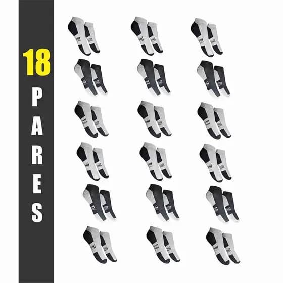 Meia Masculina Kit 18 Pares Prime Cano Curto Invisível Algodão Atacado + Brinde