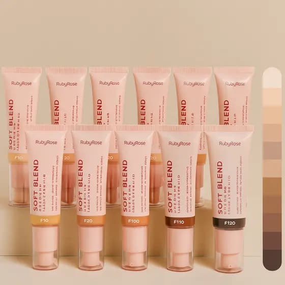 Base Líquida Soft Blend Média Cobertura Com Acabamento Matte RUBY ROSE - Linha Rosa