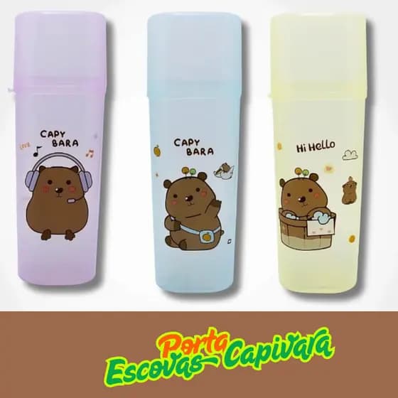 Porta Escova com desenho de capivara Coloridos Para bolsas