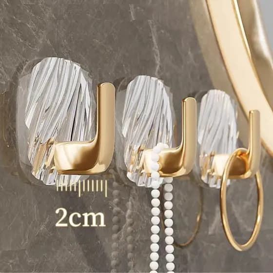 Gancho Adesivo Luxo Sem Furar Parede Acrílico Resistente Água Ideal para Banheiro Cozinha Casa Pendurar Toalha Chaves e