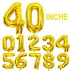 50 BALÕES NÚMERO 40CM DOURADO ATACADO - BALÕES METALIZADOS