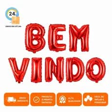 KIT balões PALAVRA - LETRA 40CM - BEM VINDO - 8 peças - festa - comemoração - recepção