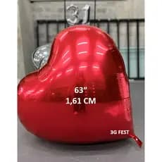 3 BALÃO CORAÇÃO GIGANTE BIG BIG 63" = 1,61 CM VERMELHO - CASAL - NAMORADOS - FESTA - ROMÂNTICO