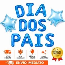 KIT - LETRAS DIA DOS PAIS - LETRA AZUL 40 CM + 2 ESTRELAS AZUL CLARA + 1 CORTINA AZUL - comemoração - pai - papai