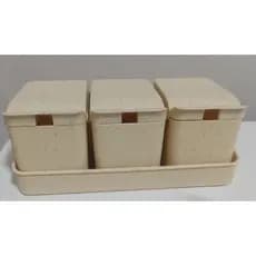 Porta tempero Conjunto com 3 Porta Temperos, Suporte/Bandeja