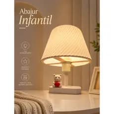 Abajur Infantil Ursinho LED 3W Branco Quente Quarto Bebê Criança Decoração Menina Menino