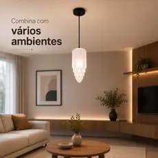 Lustre Pendente E27 Estilo Cristal  Decorativo Moderno Branco, Branco Pérola, Rosé, Fumé e Cristal
