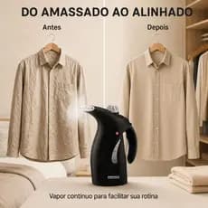 Passadeira A Vapor Portátil Preta 127V Compacto Alta Eficiência Roupas Sem Amassados Passa Fácil