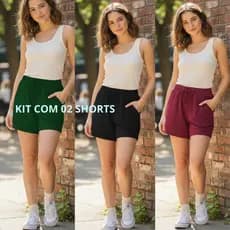 Kit 02 Short Feminino Soltinho Short Feminino Shots Feminino Caminha Shorts Feminino Com Bolso
