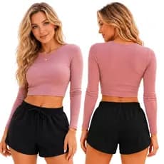 Short Tactel Feminino Running Casual Liso Secagem Rápida