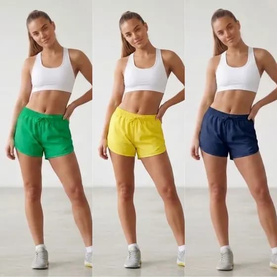 Kit 3 Short Tactel Feminino Moda Praia Piscina Cores do Brasil