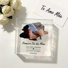 Presente Dia das Mães Lembrancinha Bloco Acrílico Personalizado Decoração Escritório Luxo