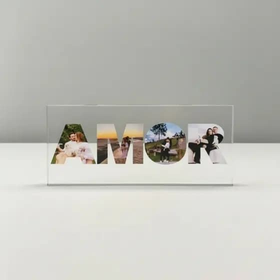 Bloco em Acrilico Personalizado Amor Decoração Presente Dia dos Namorados Luxo