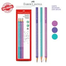 Kit Lápis Grafite Ecolápis Sparkle 3 Un Faber-Castell ORIGINAL Lápis Preto De Escrever