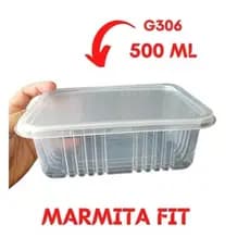Marmita Fit Freezer Microondas Reutilizável 500 ml 10 unid