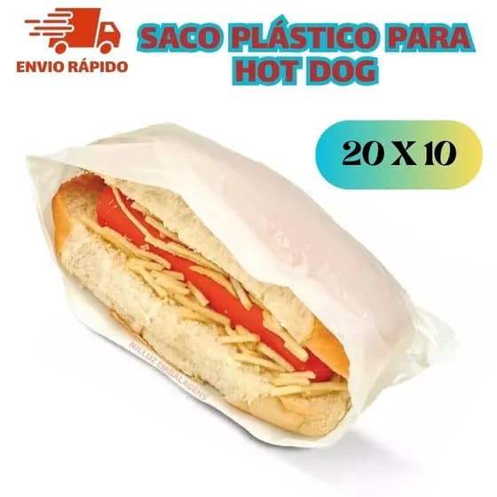 Sacos Plásticos Para Cachorro Quente 20x10cm Hot Dog Kromasa