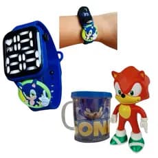kit 3 boneco1 Sonic+1 Canica +1 Relógio🧐 Infantil Digital Sonic A Prova D’água Menino
