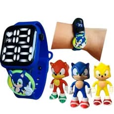 kit 4 boneco 3 Sonic +1 Relógio Infantil Digital Sonic A Prova D’água Menino