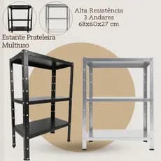 Estante Prateleira Multiuso Alta Resistência | 3 Andares | 68x60x27 cm