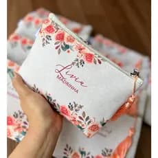 Kit 5 Nécessaire Personalizada com Nomes Floral Terracota para Madrinhas, Formaturas e Aniversários.