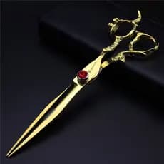 Tesoura De Maquiagem Para Corte De Barbeiro Dourado De 7 Polegadas Cabeleireiro Com Cabo Profissional Cabelo
