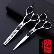 Conjunto De Tesouras De Barbeiro Gunting Scissors Bolsa Grátis De 6 Polegadas (Cor Prata)