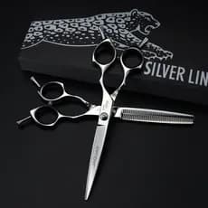 Tesoura De Barbeiro Corte De Cabelo Estilo Cauda Dupla Prateada De 6.5 Polegadas